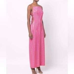 Pink Halter Maxi Backless Dress